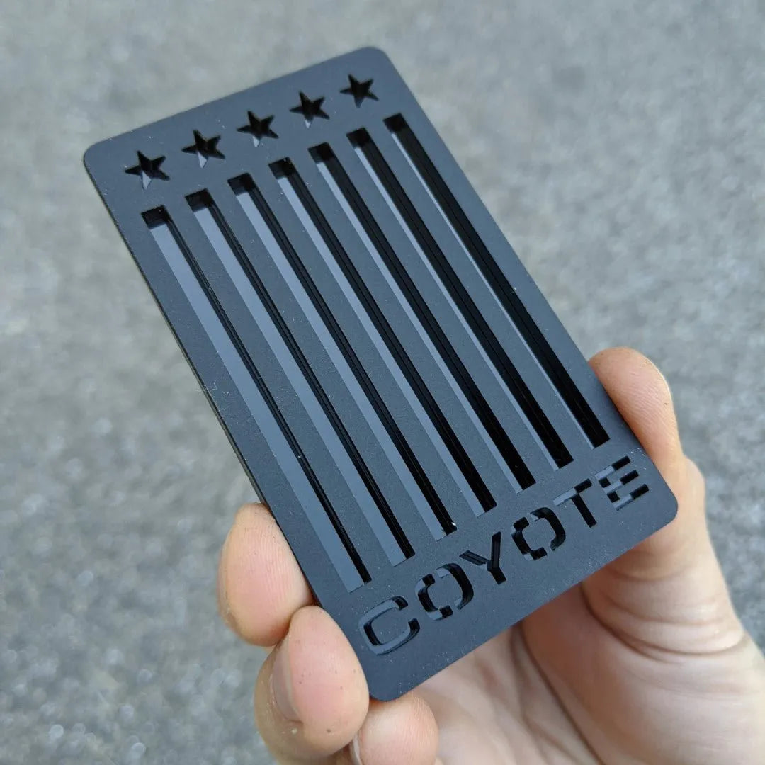 Vertical Flag Coyote Badge - Fits Mustang® - Matte Black on Black