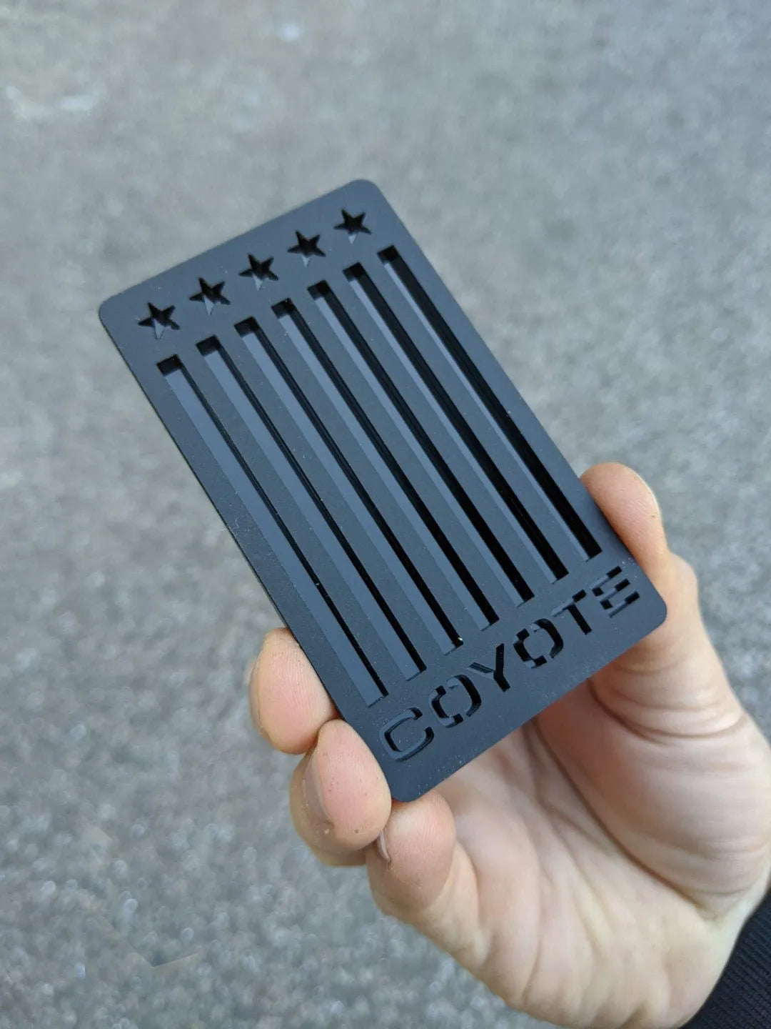 Vertical Flag Coyote Badge - Fits Mustang® - Matte Black on Black