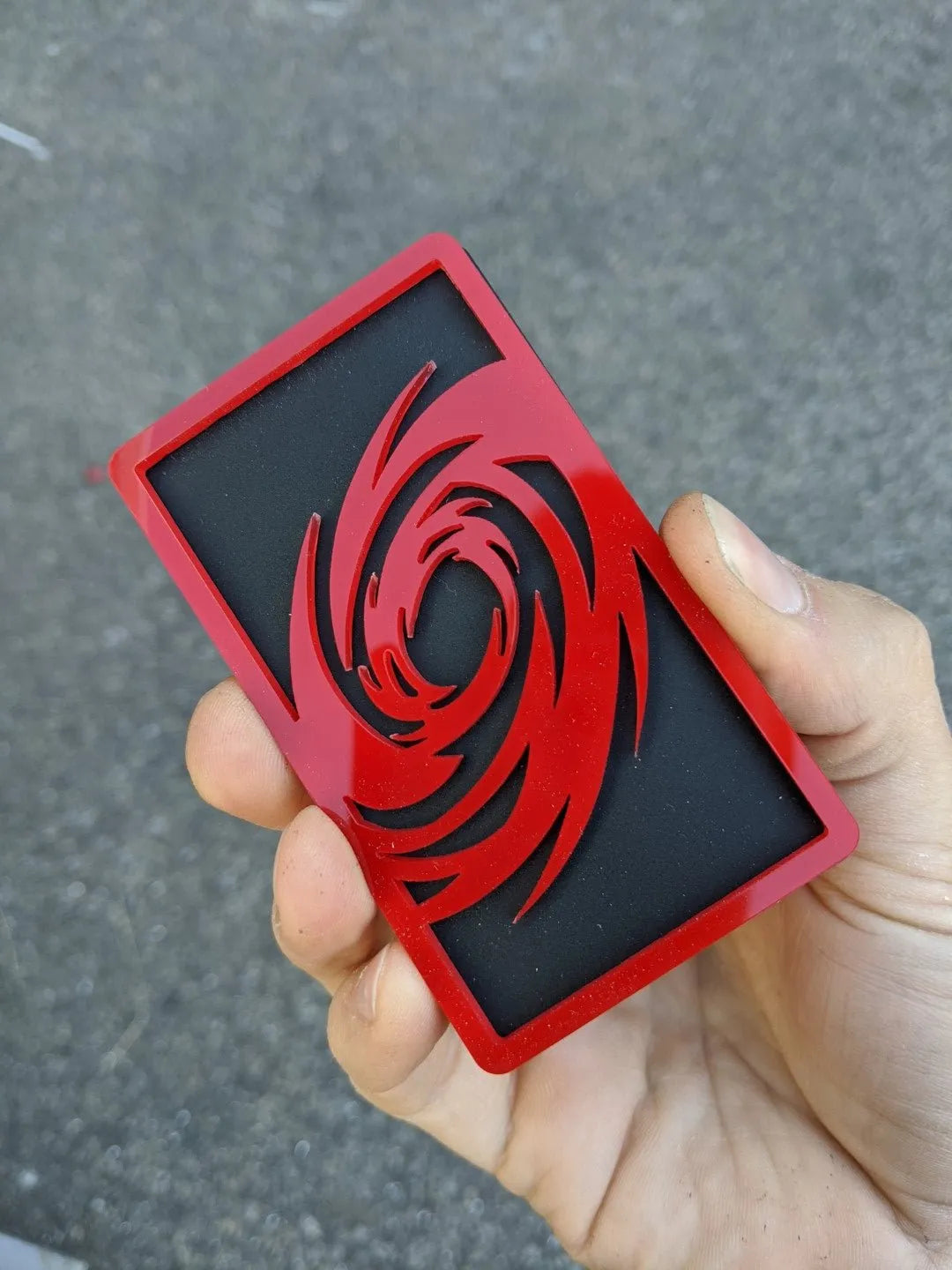 Storm Badge - Fits Mustang® - Red on Matte Black