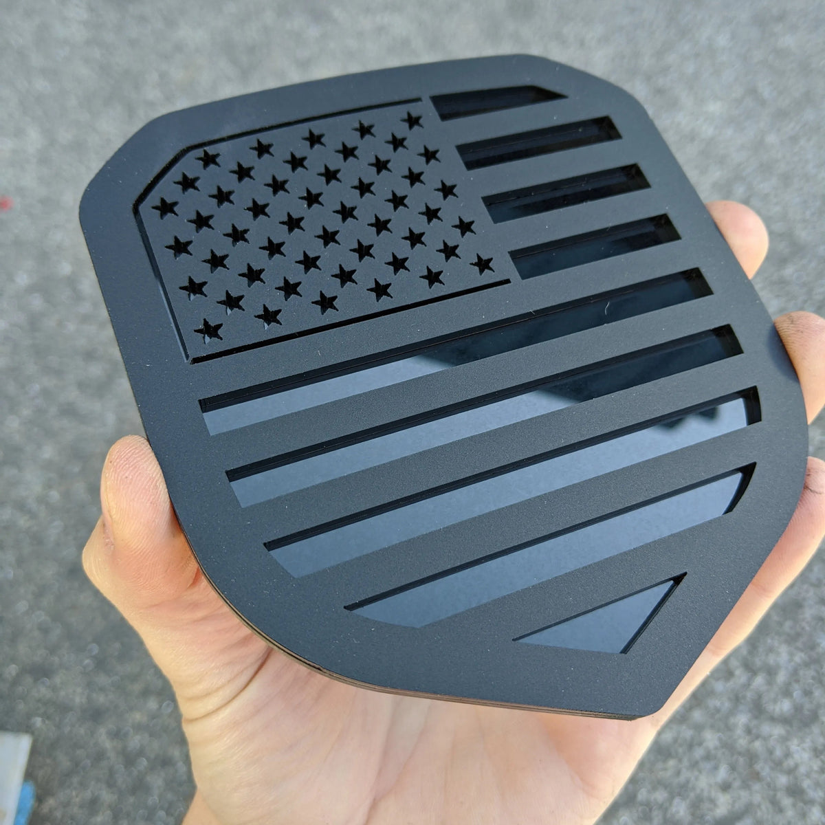 American Flag Badge - Fits 2013-2018 Dodge® Ram® Grille -1500, 2500, 3500 - Matte Black on Gloss Black
