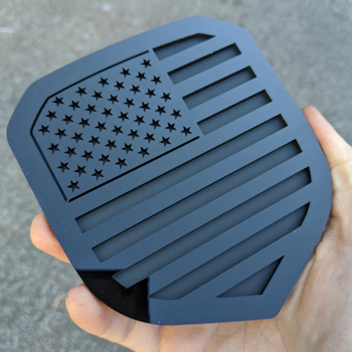 American Flag Badge - Fits 2013-2018 Dodge® Ram® Grille -1500, 2500, 3500 - Gloss Black on Matte Black