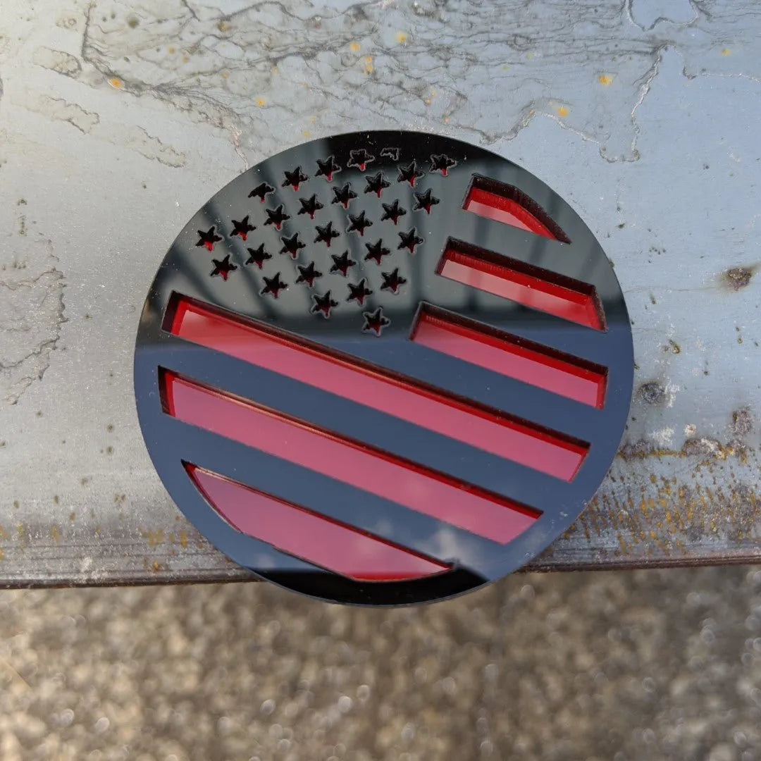 American Flag Badge - Jeep® Trail Rated® Replacement Badge - Black on Red