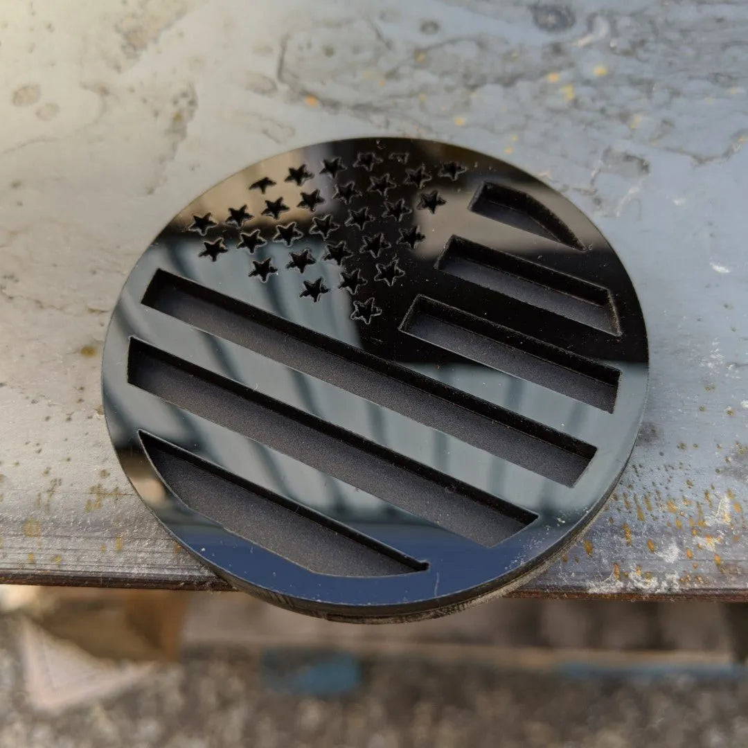 American Flag Badge - Jeep® Trail Rated® Replacement Badge - Black on Matte Black