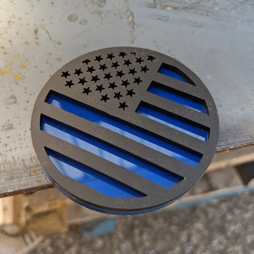 American Flag Badge - Jeep® Trail Rated® Replacement Badge - Matte Black on Blue