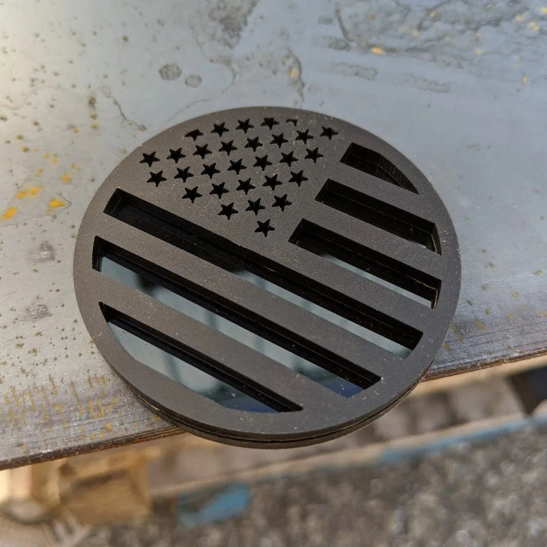American Flag Badge - Jeep® Trail Rated® Replacement Badge - Matte Black on Black