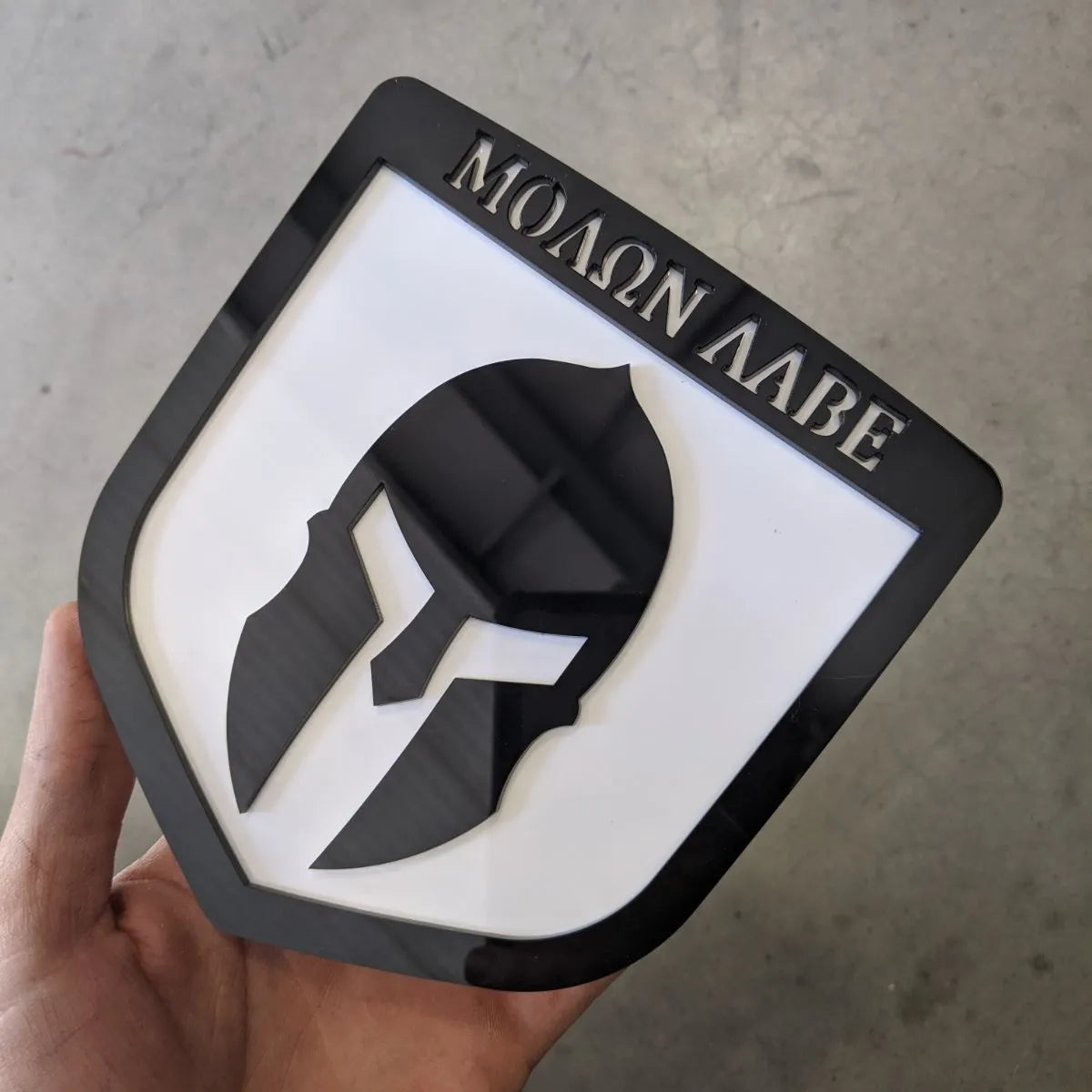 Molon Labe Badge - Fits 2009-2018 Dodge® Ram® Tailgate -1500, 2500, 3500 - Black on White