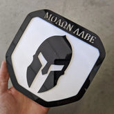 Insignia Molon Labe: compatible con Dodge® Ram® Tailgate 2019+ (5.ª generación) -1500, 2500, 3500 - Negro sobre blanco