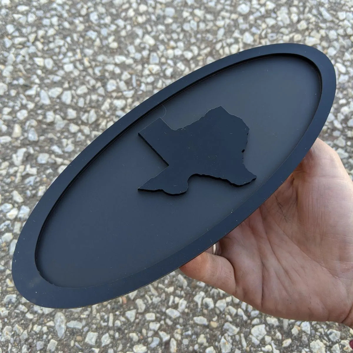 Texas Outline Oval Badge - 9 inch - Black on Matte Black (Multiple Vehicles)