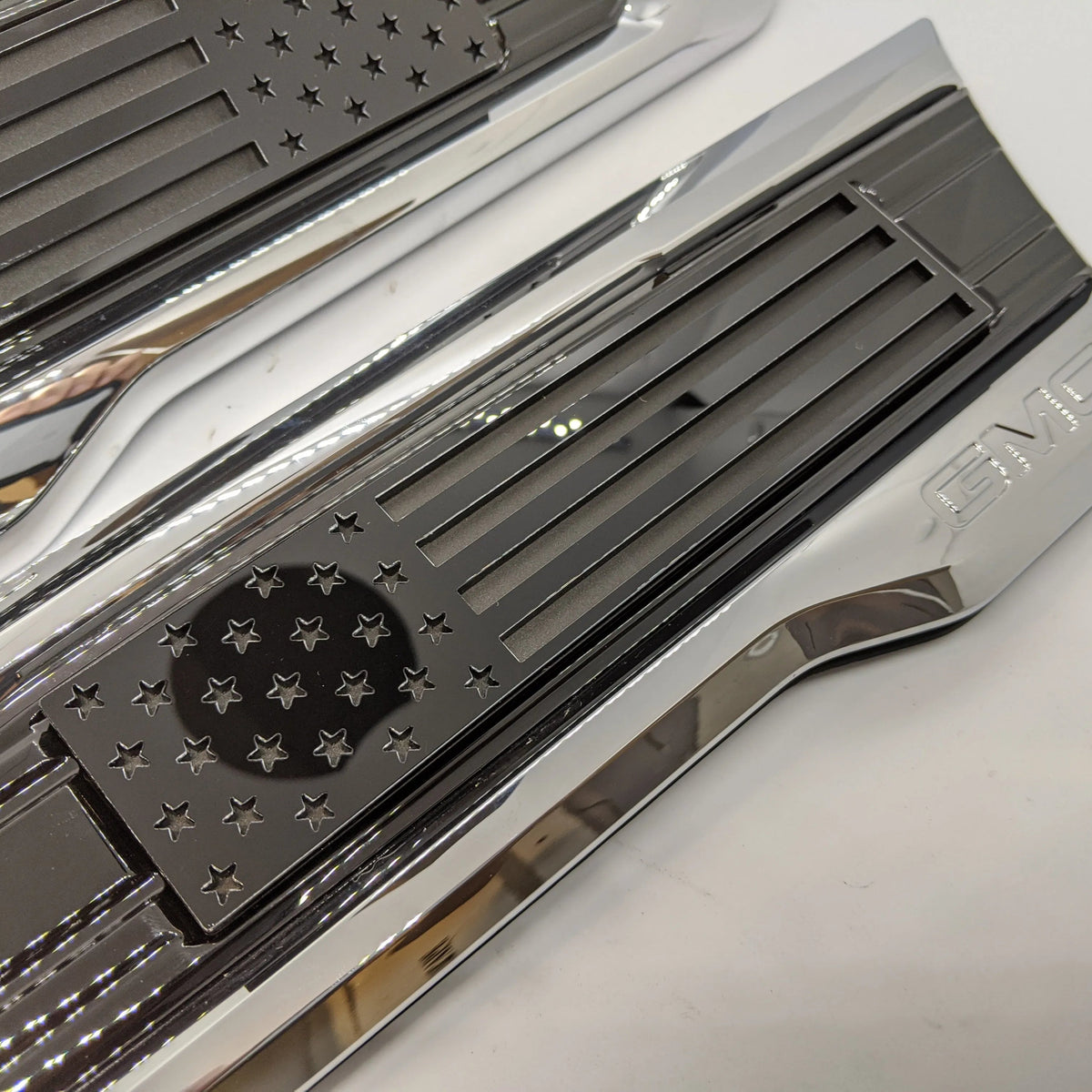 American Flag Badge Inserts - Fits 2020 - 2024 GMC 2500, 3500 HD - (Does not include OEM Badge) Black on Matte Black