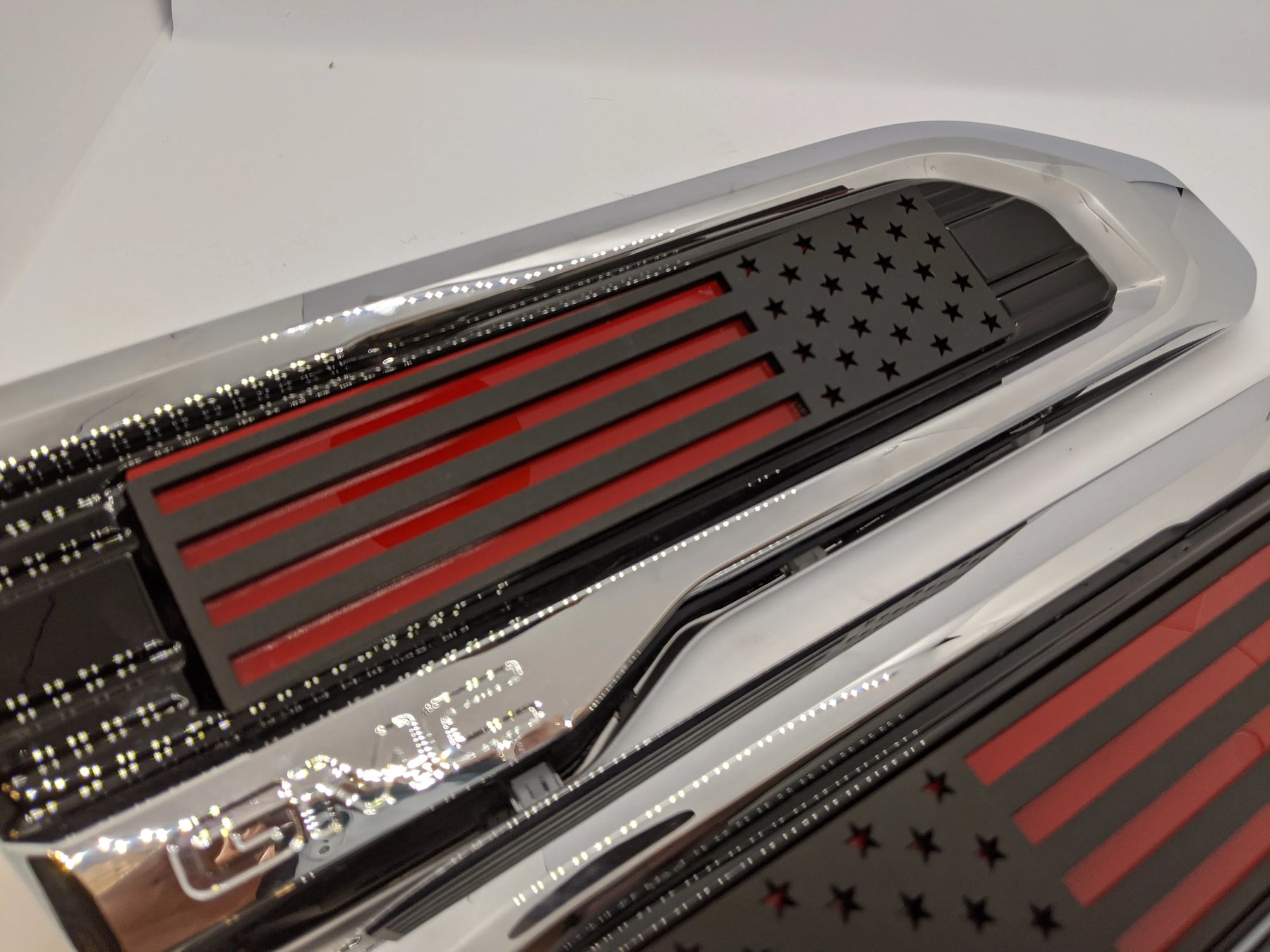 American Flag Badge Inserts - Fits 2020 - 2024 GMC 2500, 3500 HD - (Does not include OEM Badge) - Matte Black on Red