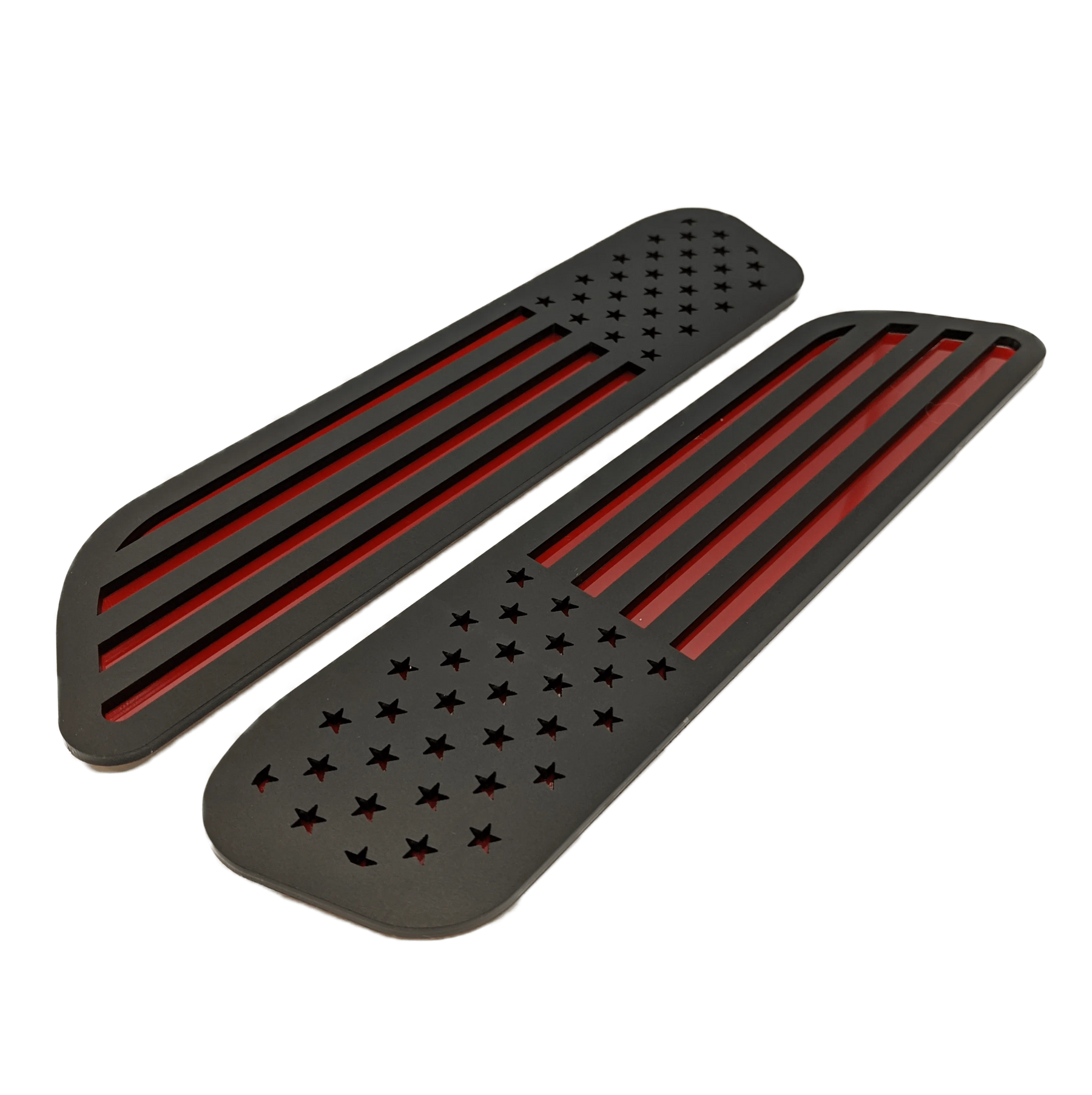 American Flag Hood Badges - Fits 2019-2025 Ram 1500® - Matte Black on Red
