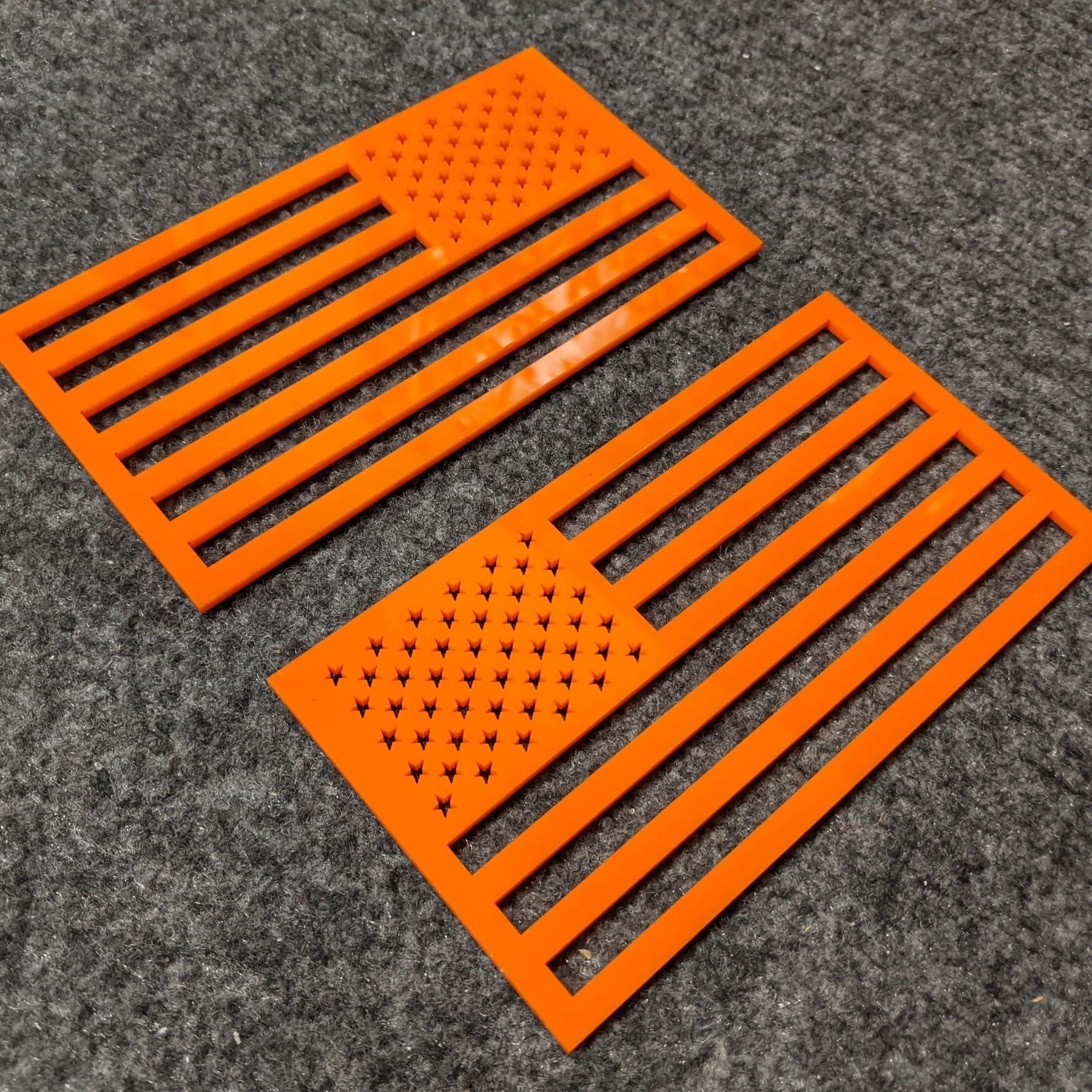 American Flag Fender Badges - Pair - Universal Fit - Orange