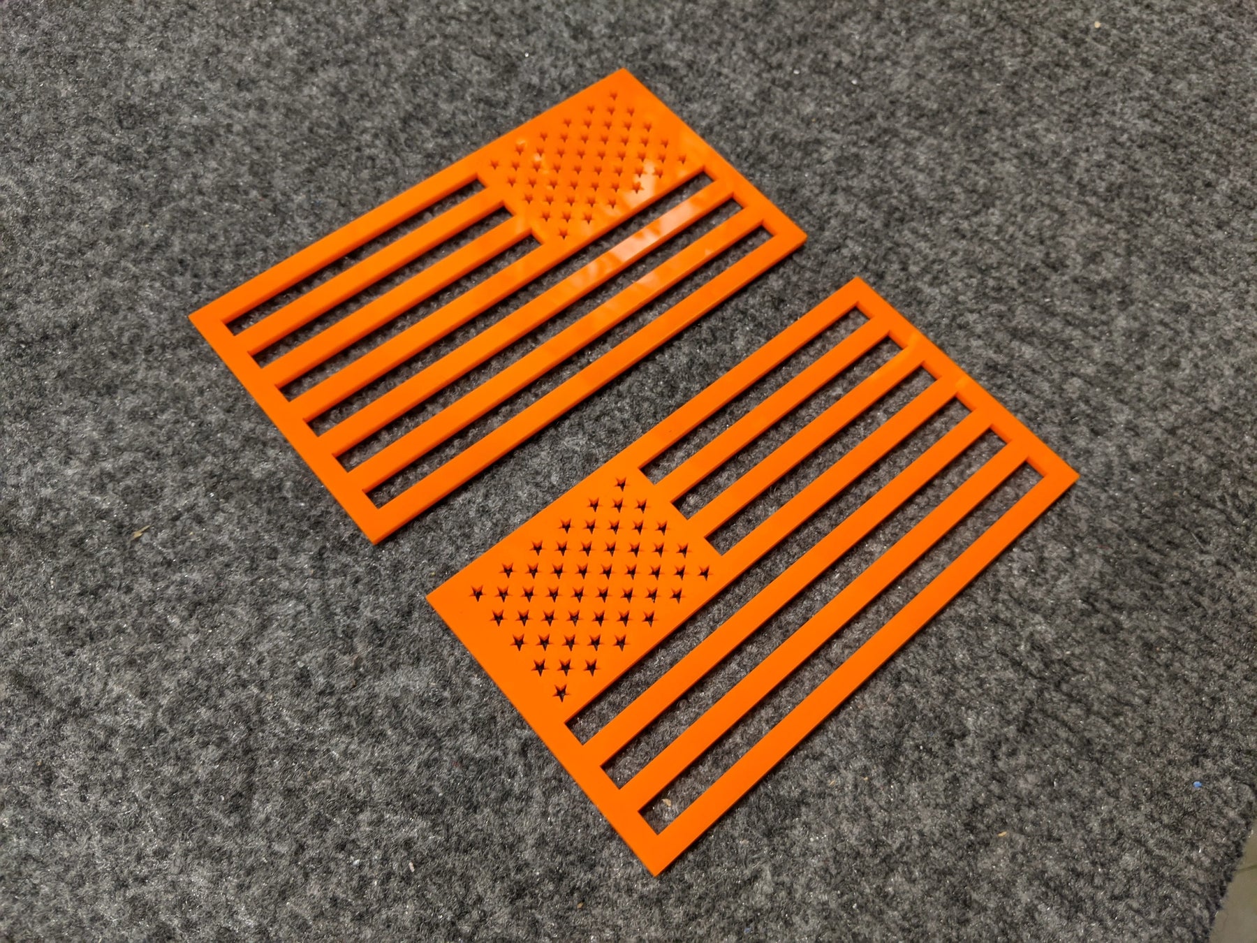 American Flag Fender Badges - Pair - Universal Fit - Orange