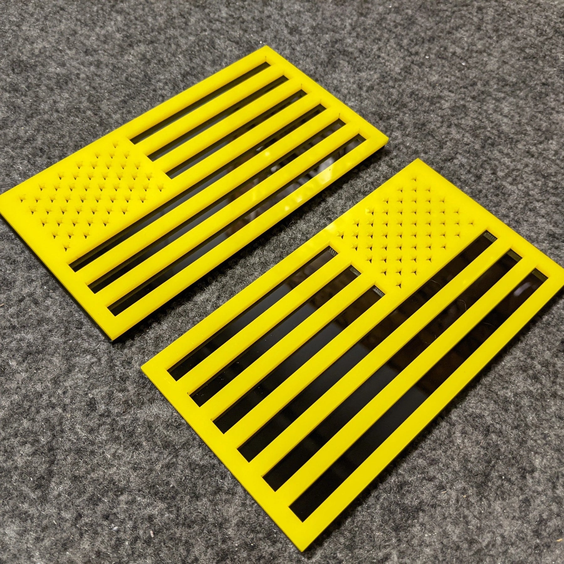 American Flag Fender Badges - Pair - Universal Fit - Yellow on Black
