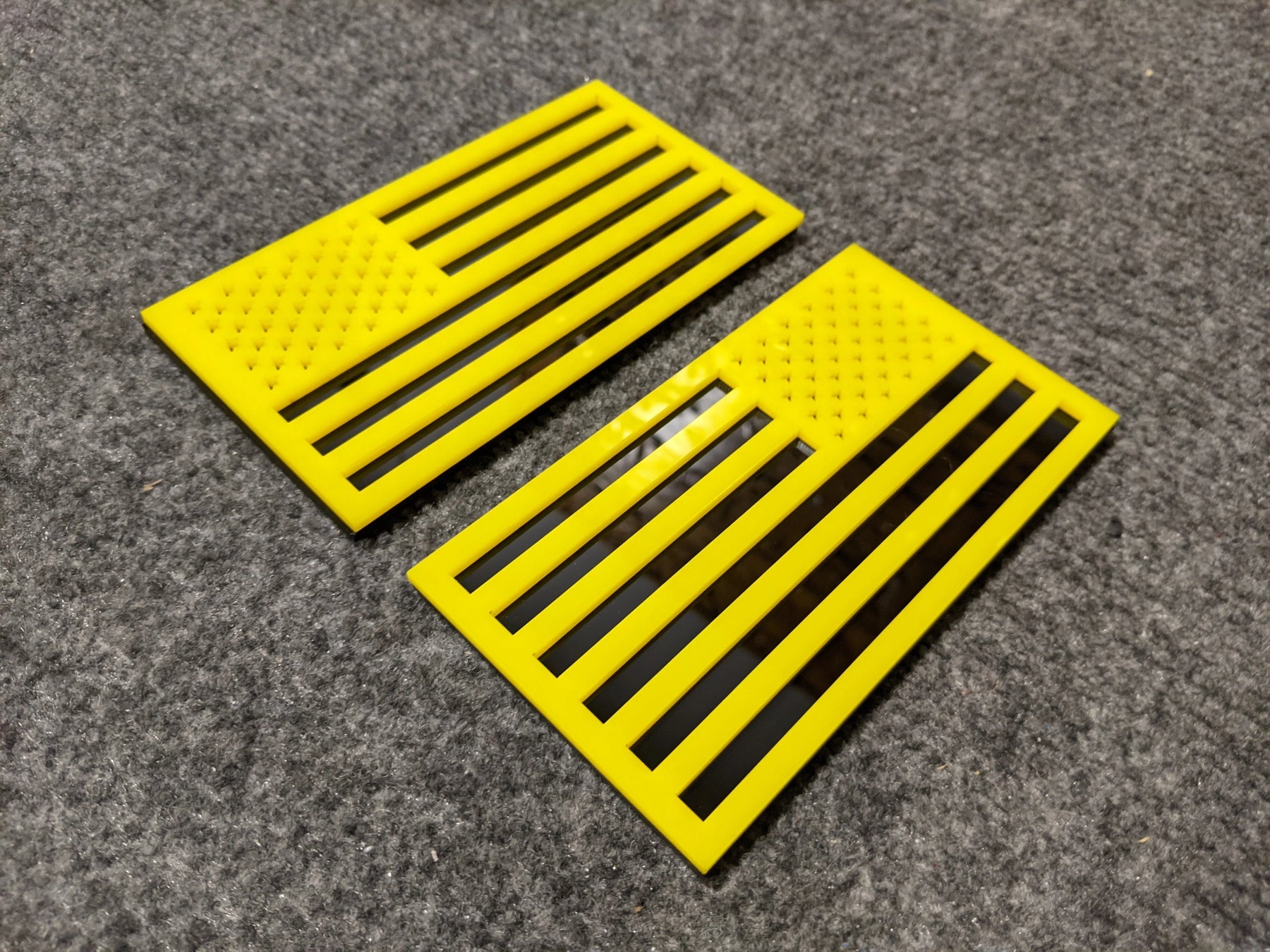 American Flag Fender Badges - Pair - Universal Fit - Yellow on Black
