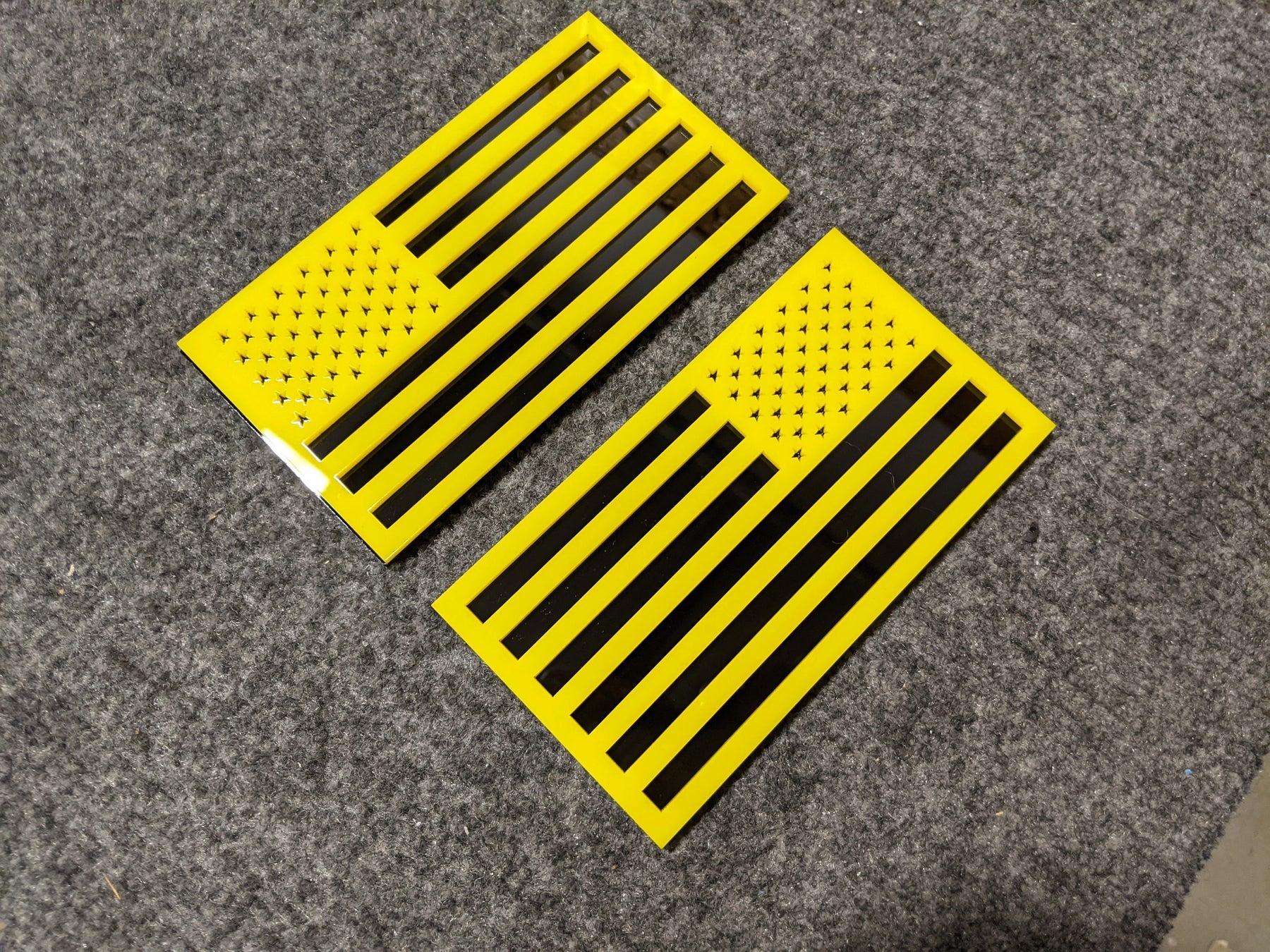 American Flag Fender Badges - Pair - Universal Fit - Yellow on Black
