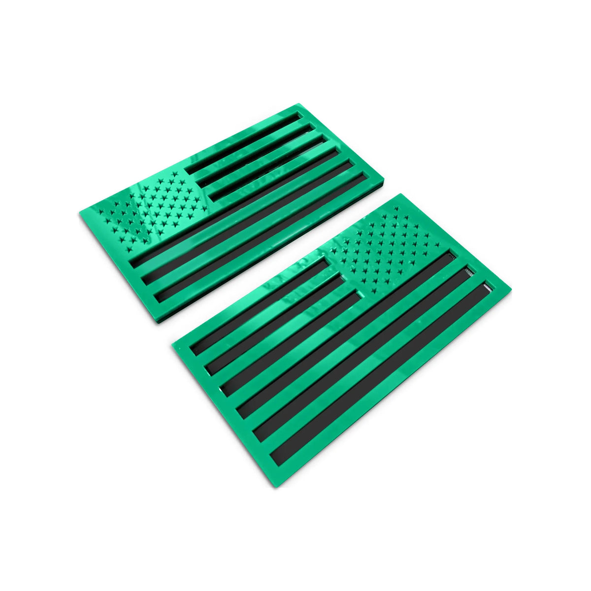 American Flag Fender Badges - Pair - Universal Fit - Green on Black
