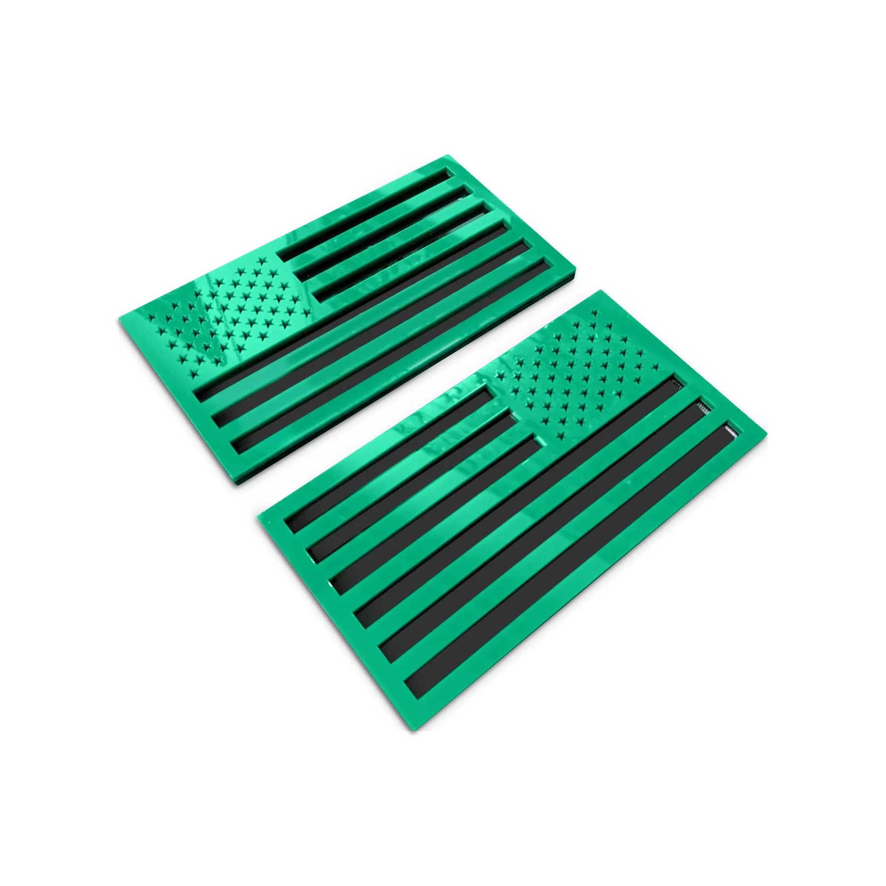 American Flag Fender Badges - Pair - Universal Fit - Green on Black