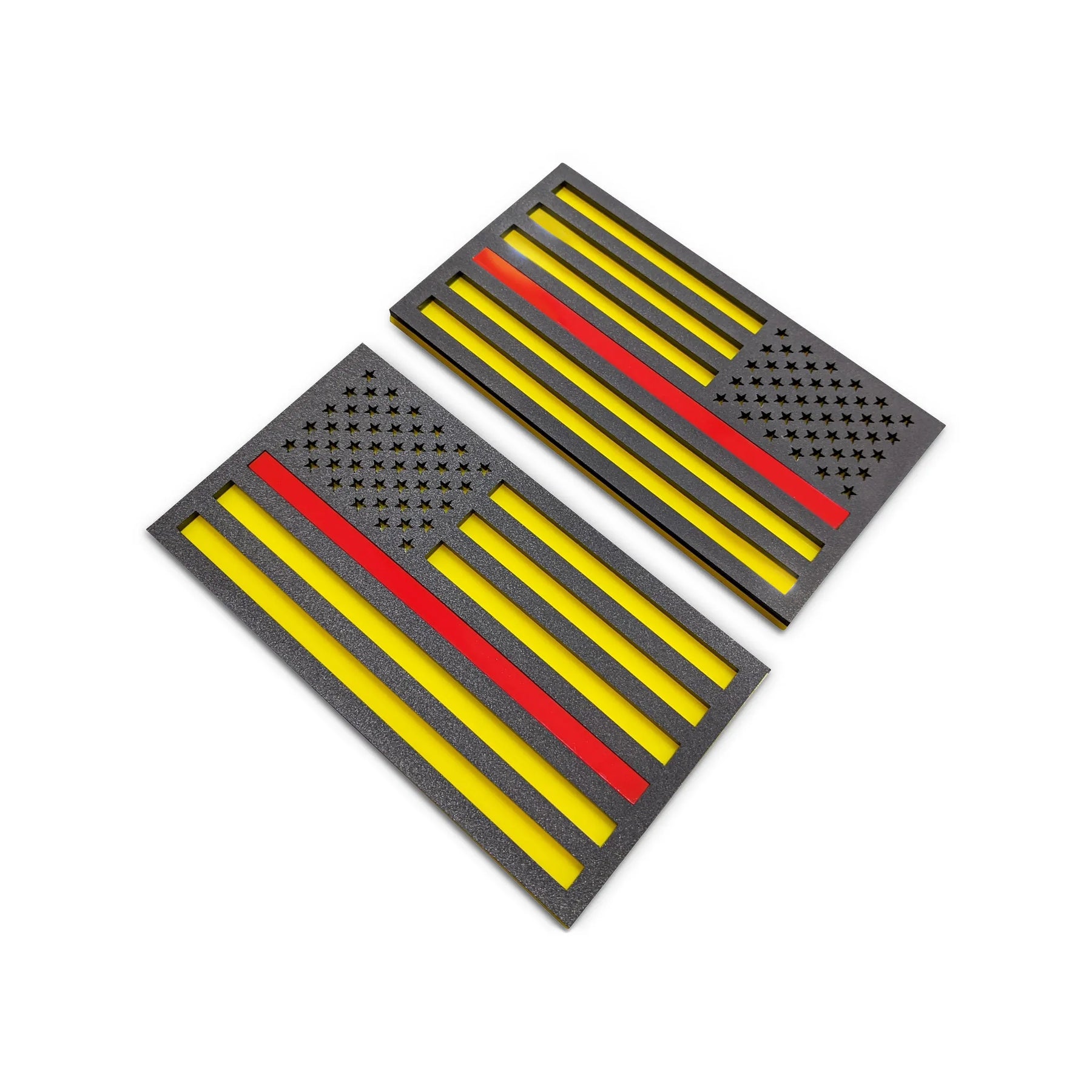 Badges Fender drapeau américain - Paire - Ajustement universel - Noir mat sur jaune