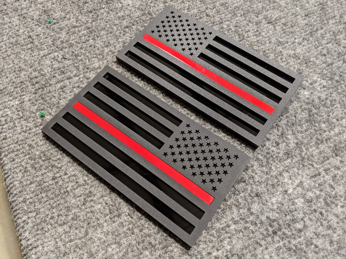 American Flag Fender Badges - Pair - Universal Fit - Matte Black on Black