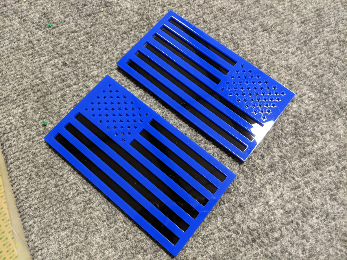 American Flag Fender Badges - Pair - Universal Fit - Blue on Black