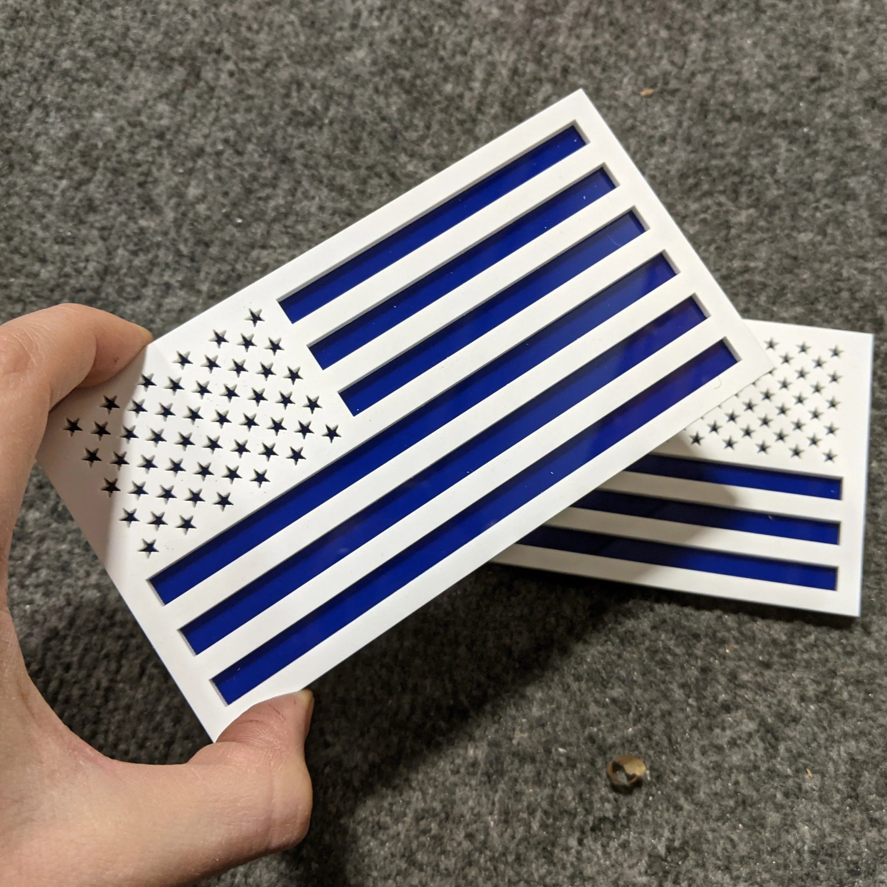 American Flag Fender Badges - Pair - Universal Fit - White on Blue