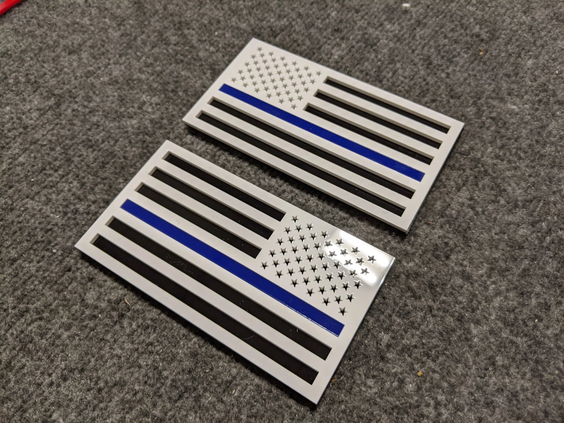 American Flag Fender Badges - Pair - Universal Fit - White on Black