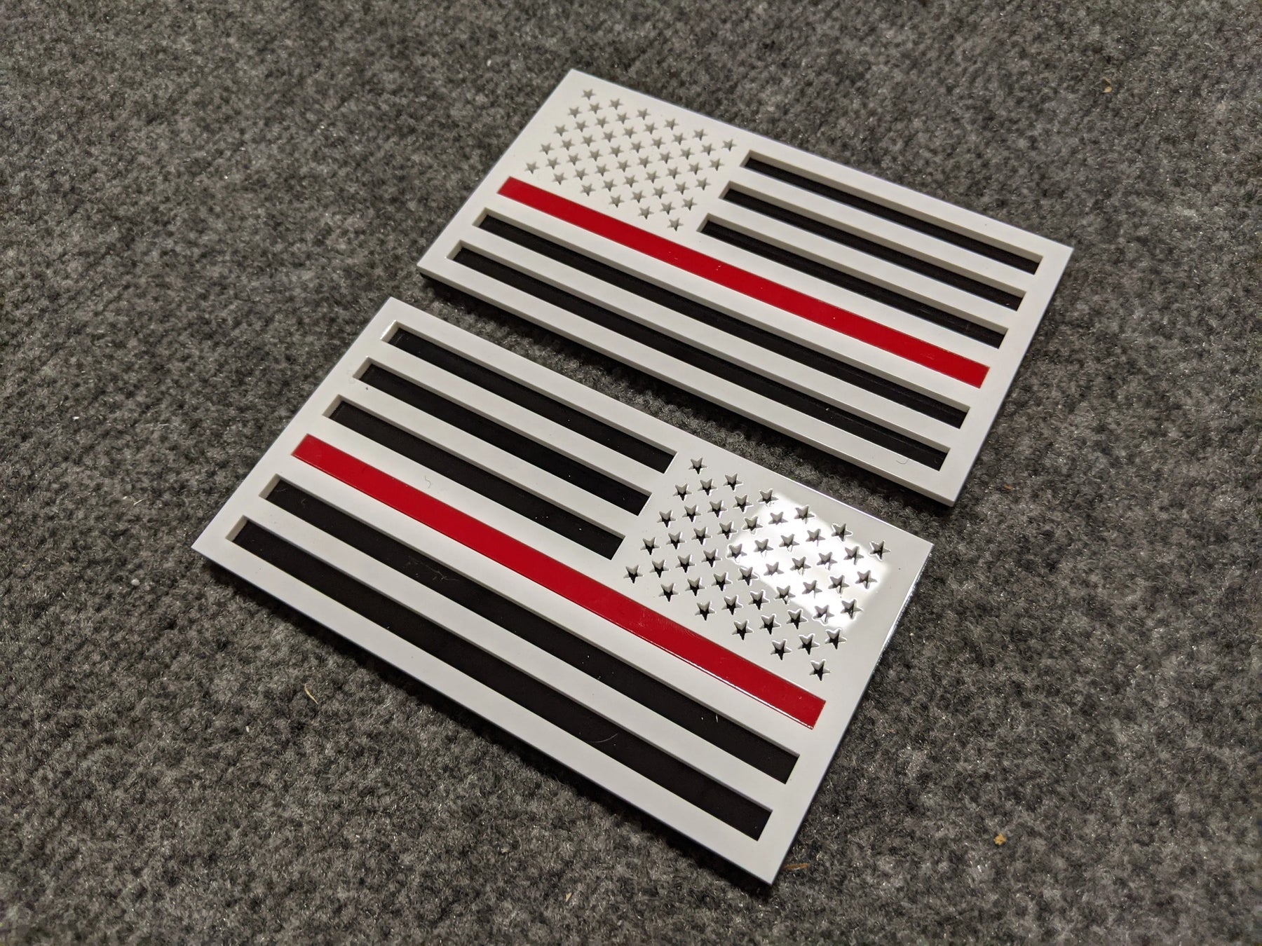 American Flag Fender Badges - Pair - Universal Fit - White on Black