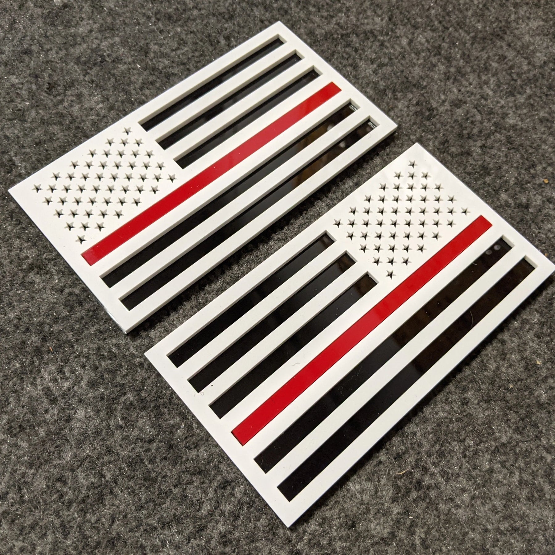 American Flag Fender Badges - Pair - Universal Fit - White on Black
