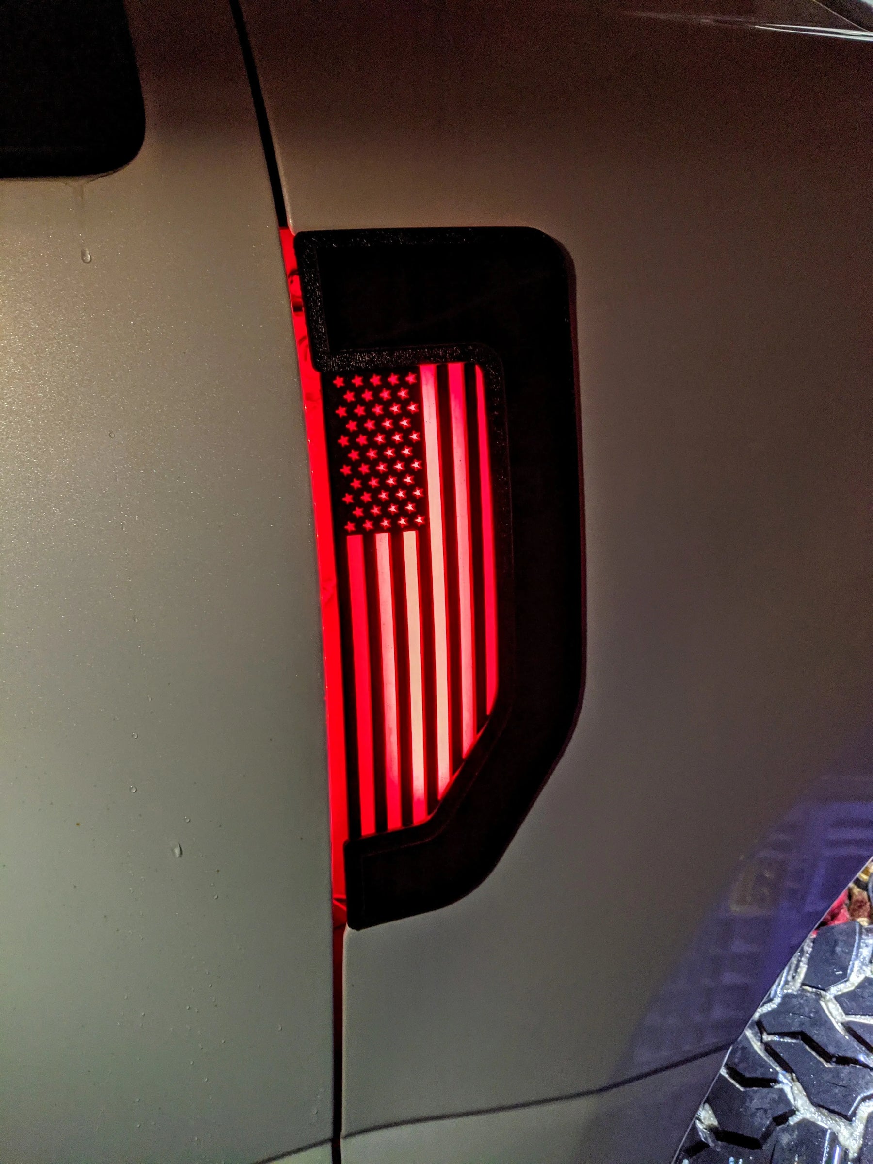 LED American Flag Fender Badge Set - Fits 2017-2022 Ford® F250®, F350®, F450® - Black w/RGB LED