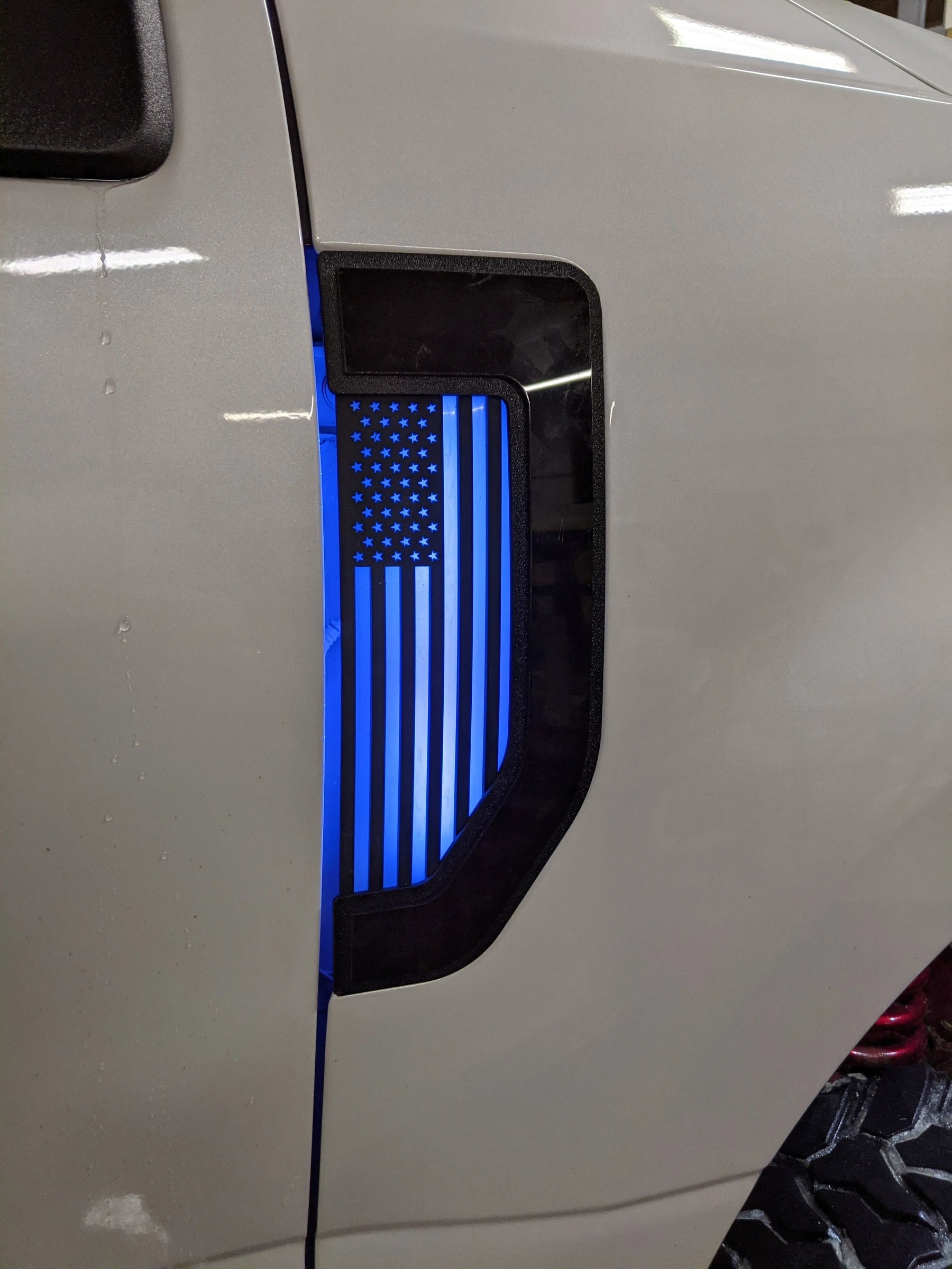 LED American Flag Fender Badge Set - Fits 2017-2022 Ford® F250®, F350®, F450® - Black w/RGB LED