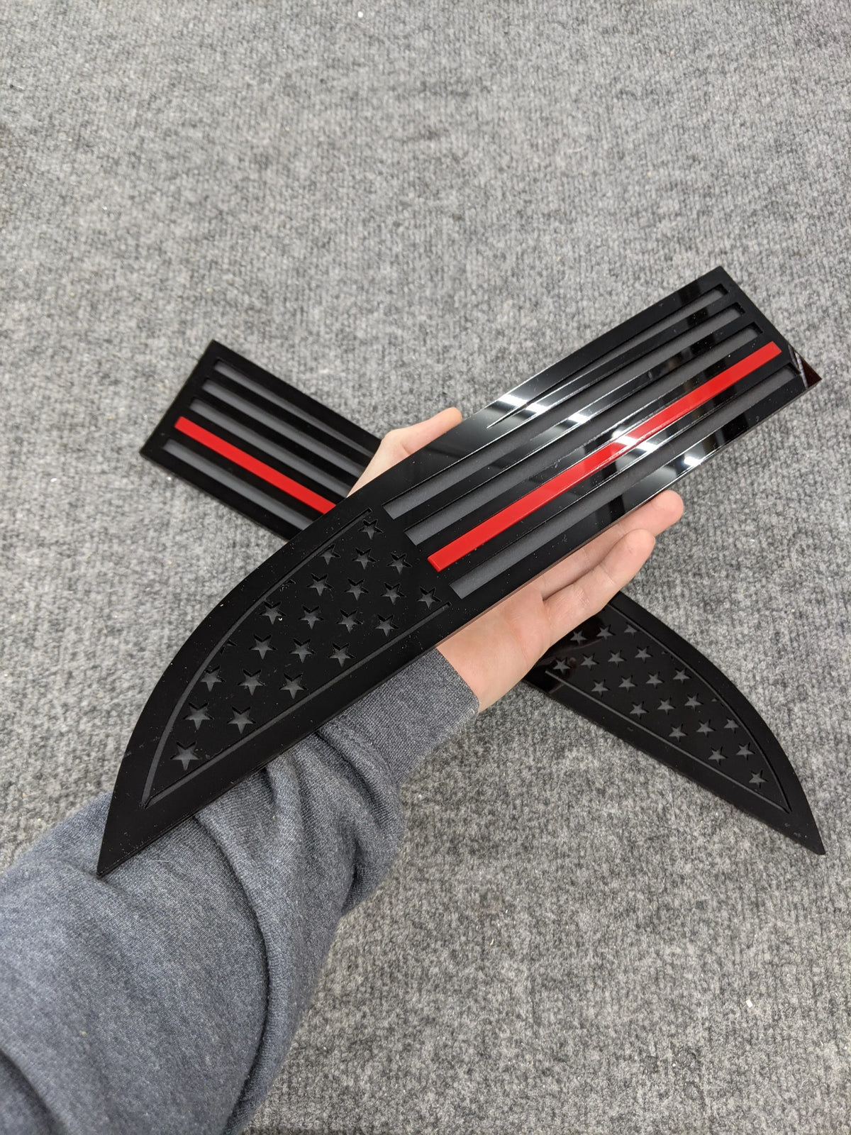 American Flag Badges - Fits 2011-2016 Super Duty® - Black on Matte Black w/Thin Red Line