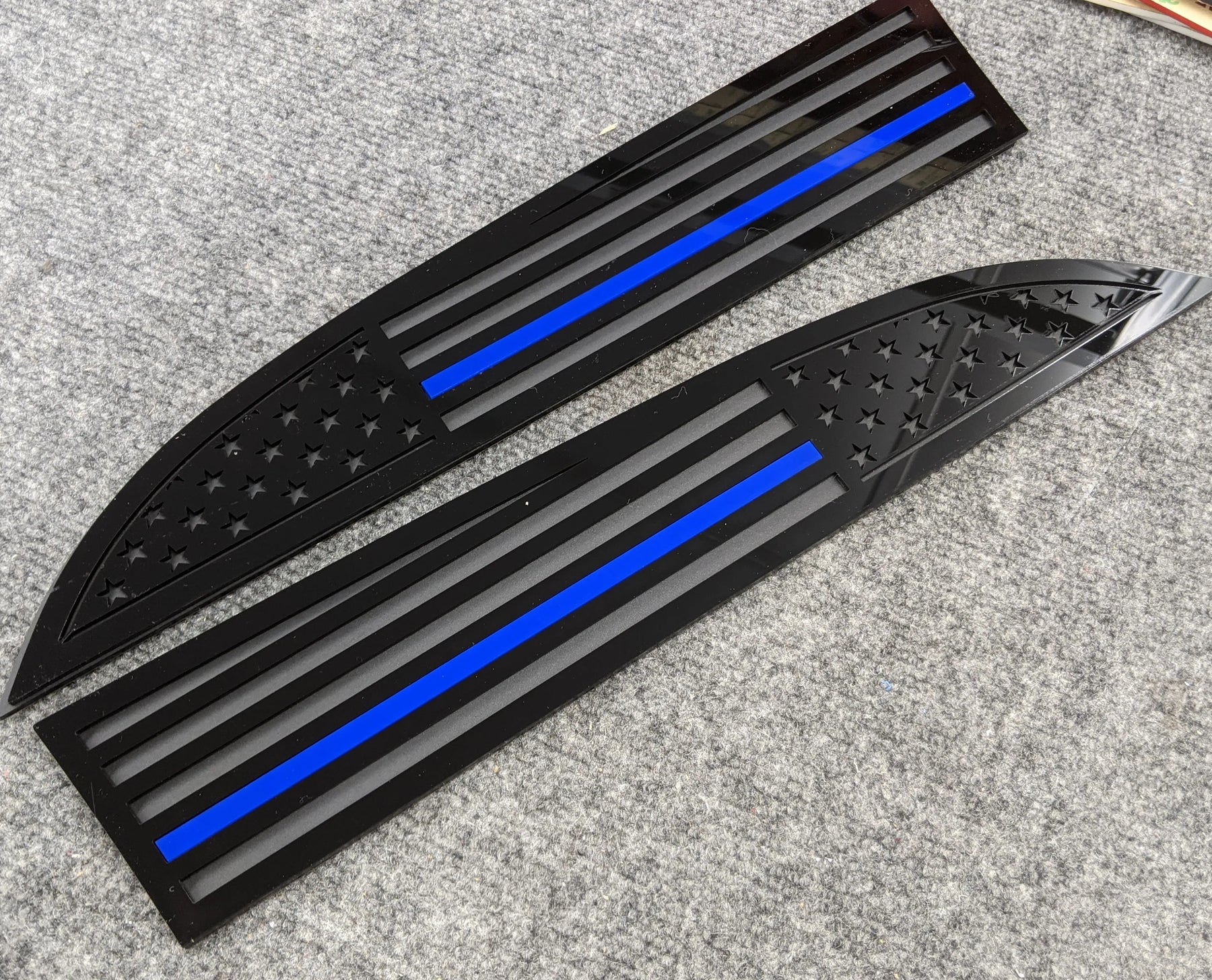 American Flag Badges - Fits 2011-2016 Super Duty® - Black on Matte Black w/Thin Blue Line