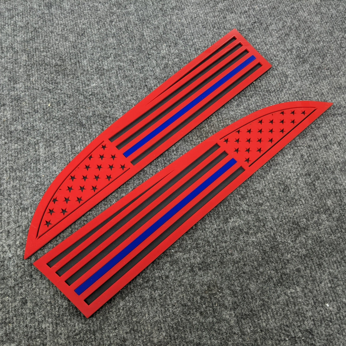American Flag Badges - Fits 2011-2016 Super Duty® - Red on Matte Black w/Thin Blue Line