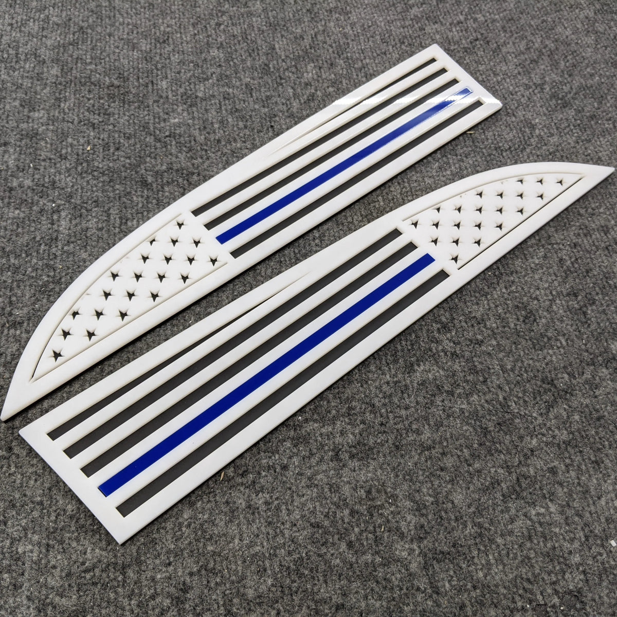 American Flag Badges - Fits 2011-2016 Super Duty® - White on Matte Black w/Thin Blue Line