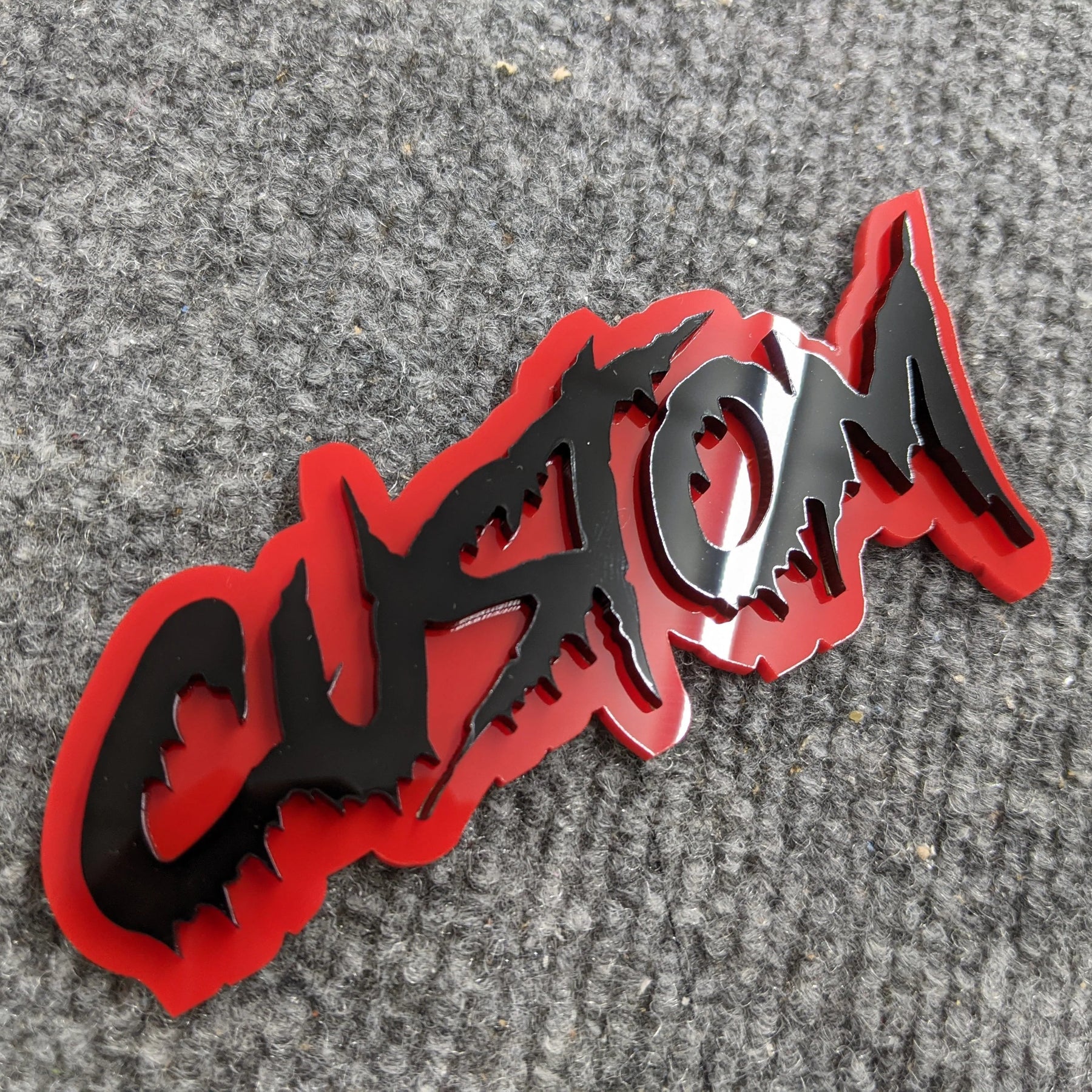 Custom Text Vehicle Badge - Drip Font - Dual Layer - Multiple Colors Choices Available