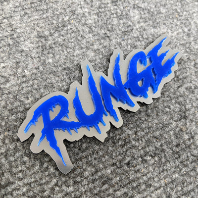 Insignia de vehículo con texto personalizado - Fuente Drip - Doble capa - Múltiples opciones de colores disponibles