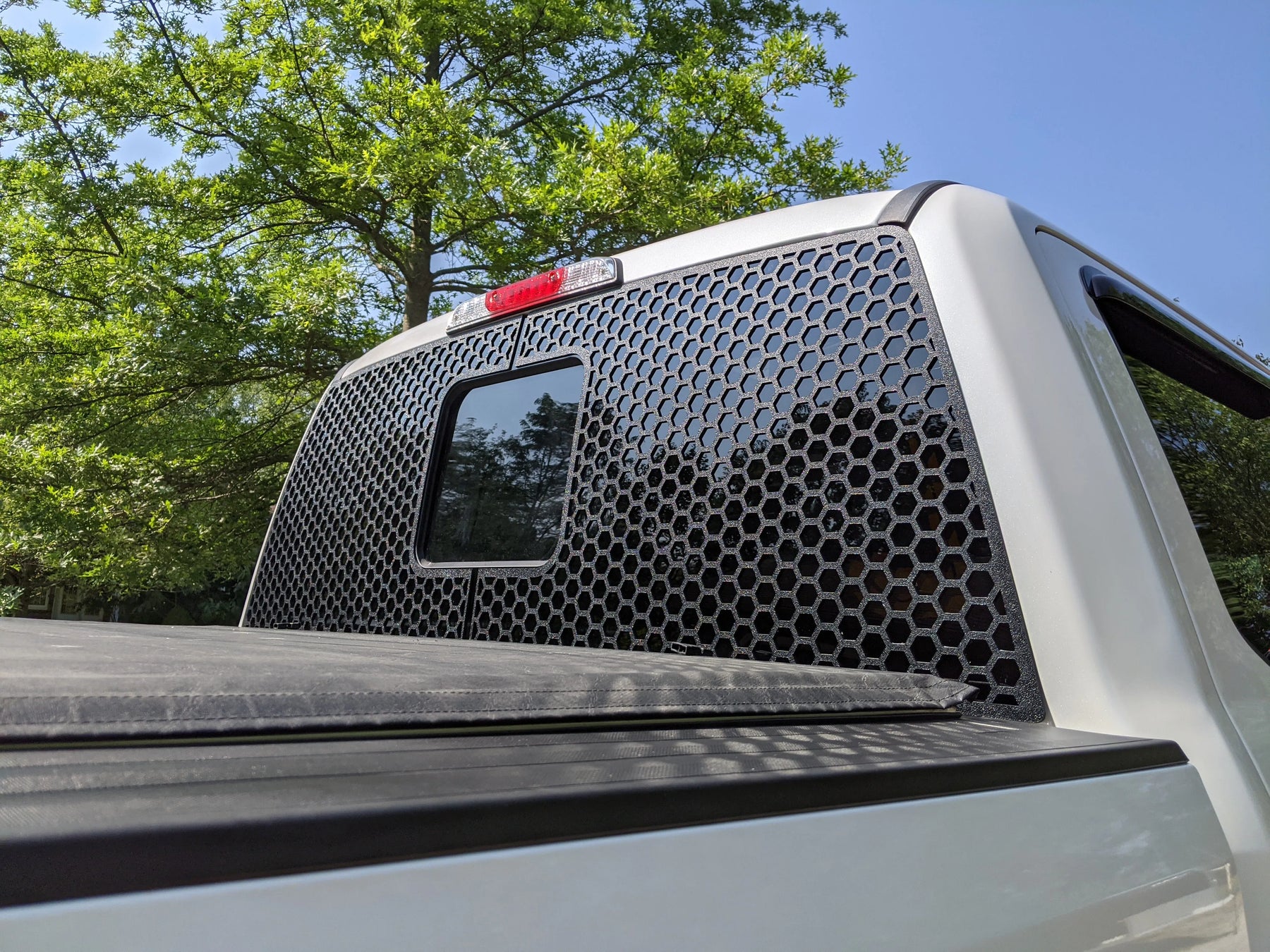 Revestimiento de panal para camioneta, ventana trasera, compatible con Super Duty 2017-2022, negro texturizado
