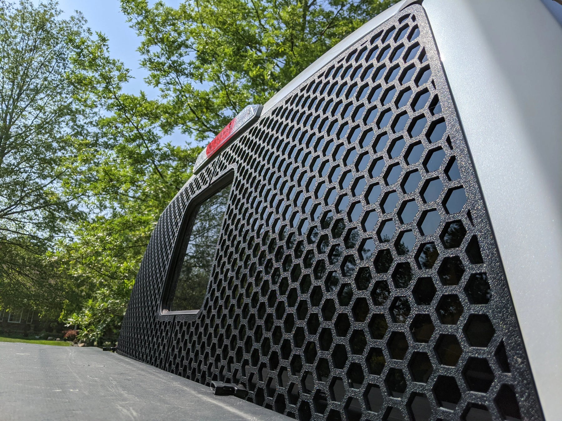 Revestimiento de panal para camioneta, ventana trasera, compatible con Super Duty 2017-2022, negro texturizado