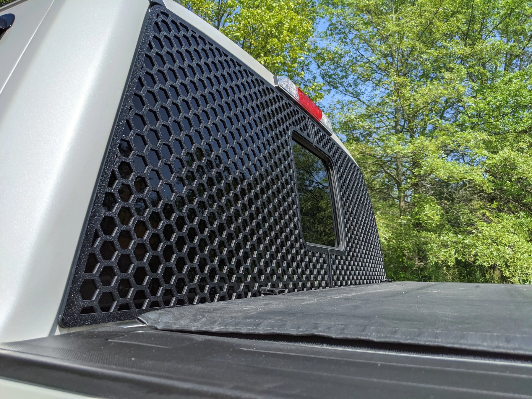 Revestimiento de panal para camioneta, ventana trasera, compatible con Super Duty 2017-2022, negro texturizado