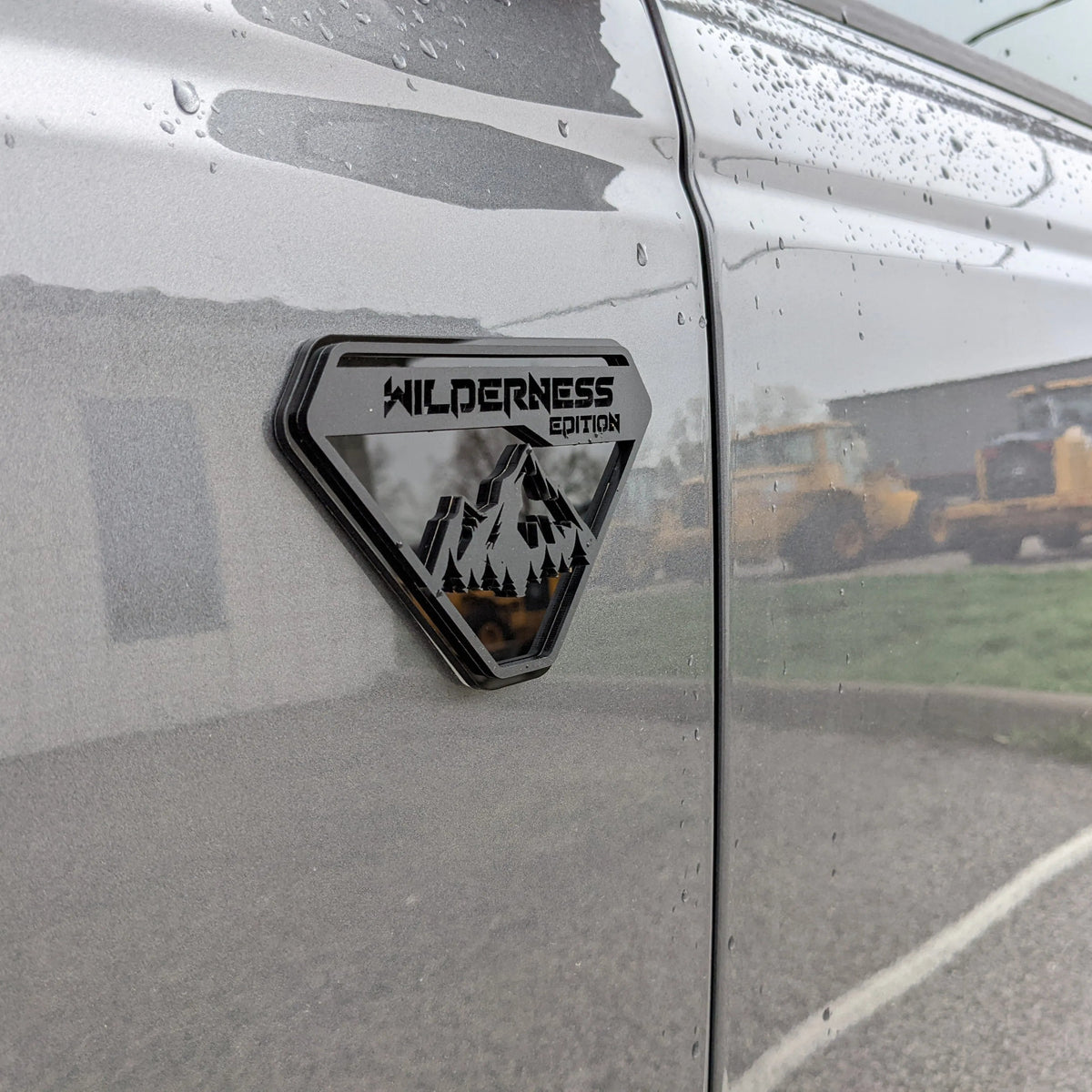 Fender Badge Pair - Custom Text Mountains - Fits 2021+ Bronco® Badlands® - Matte Black on Black