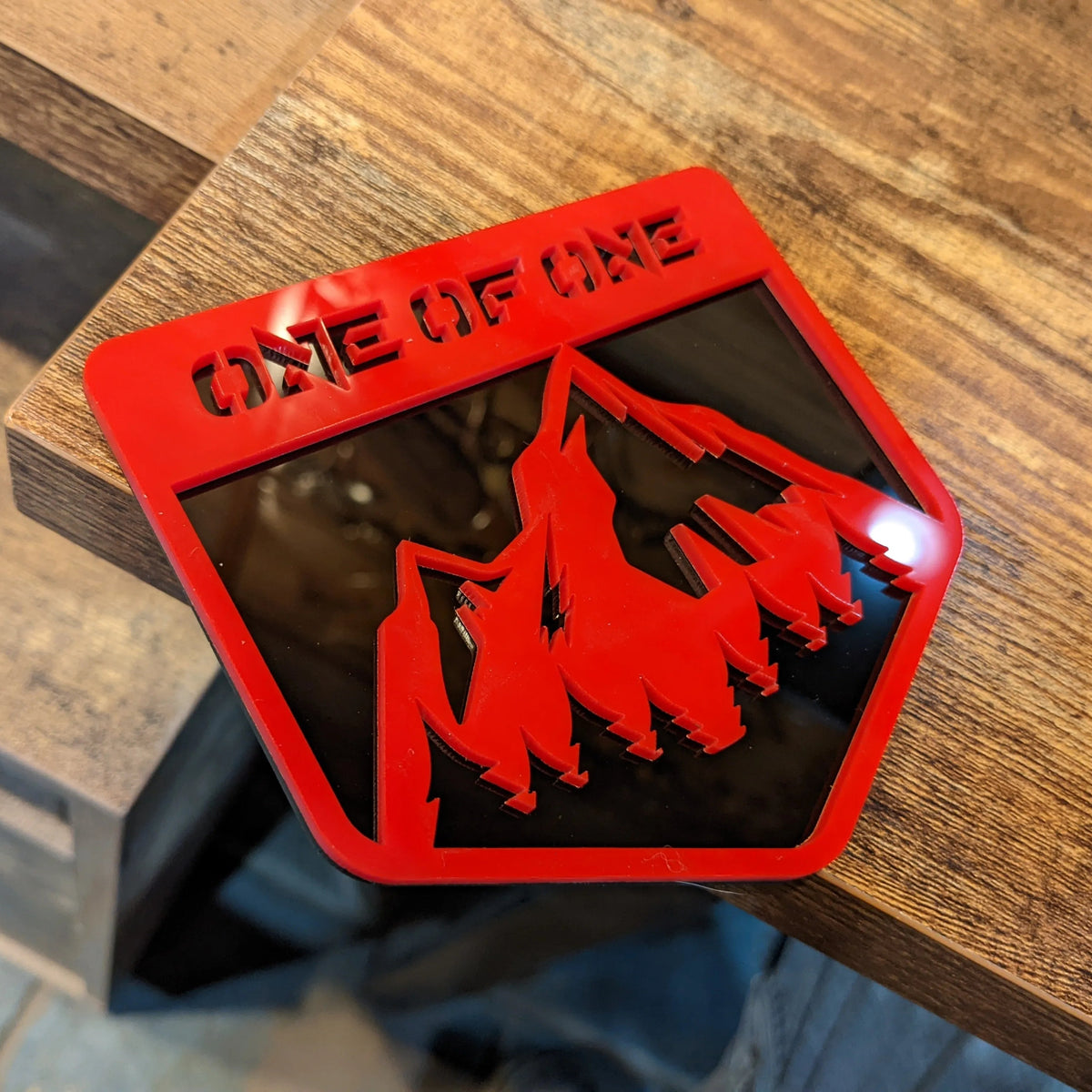 Fender Badge Pair - Custom Text Mountains - Fits 2021+ Bronco® Big Bend® - Red on Black