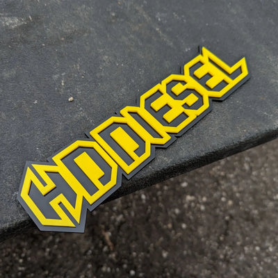 Insignia de vehículo con texto personalizado: fuente en forma de recuadro: opciones de varios colores disponibles