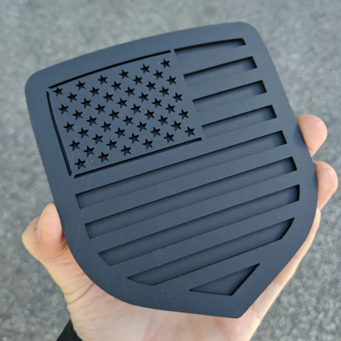 American Flag Badge - Fits 2009-2012 Dodge® Ram® Grille - 1500, 2500, 3500 - Matte Black on Matte Black