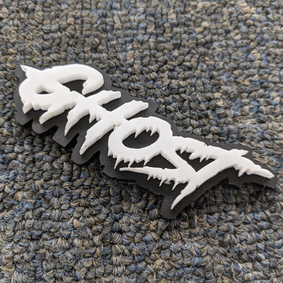 Insignia de vehículo con texto personalizado - Fuente Drip - Doble capa - Múltiples opciones de colores disponibles