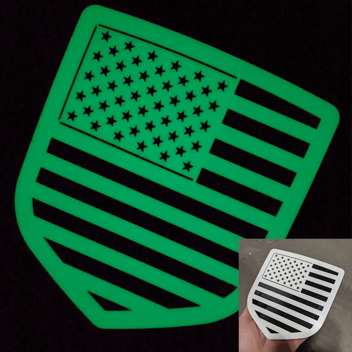Insignia de la bandera estadounidense: compatible con modelos Dodge® Ram® 2009-2018, portón trasero, 1500, 2500, 3500, color negro brillante