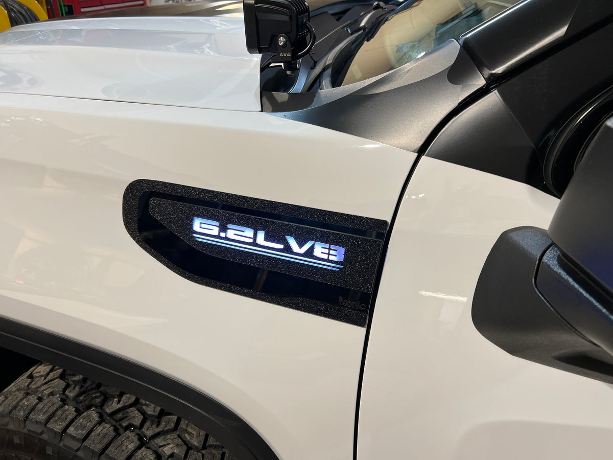 Juego de emblemas LED para guardabarros de 6,2 L V8: compatible con GMC® Sierra® 1500 2019-2023 (tal como se ve en Donslife)