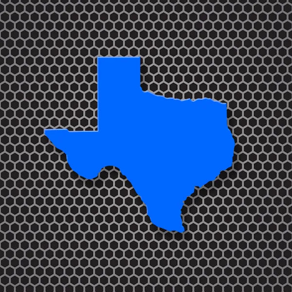 Insignia de rejilla con contorno de Texas, azul