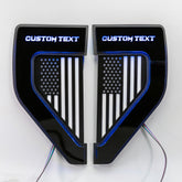 American Flag LED Replacement Fender Badge - Fits 2021+ Ford® F150® - Black (Stars Left) - RGB