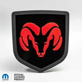 INSIGNIA PARA PORTON TRASERO CON LOGO DE CABEZA DE RAM - SE ADAPTA A LOS MODELOS DODGE® RAM® TAILGATE 2009-2018 - 1500, 2500, 3500 - Producto con licencia oficial - Elija sus colores